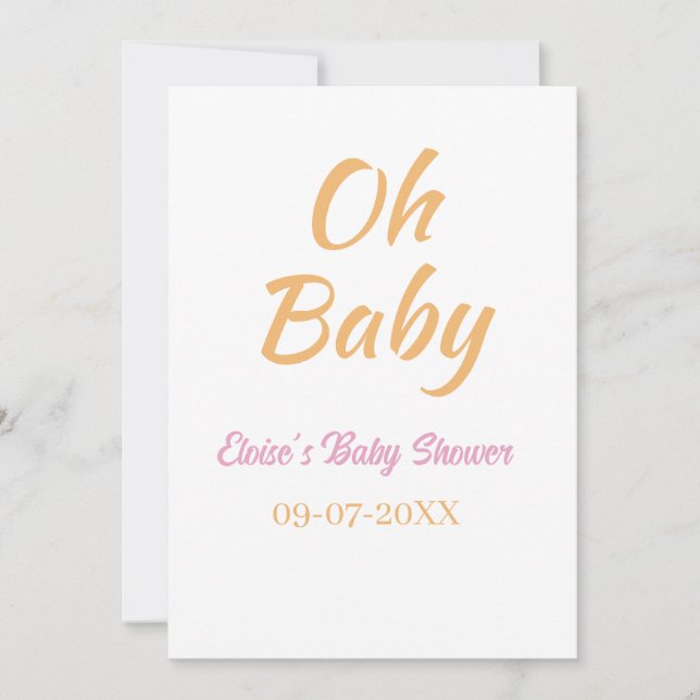 CONVITES CHUVA DE BEBÊ LARANJA ROXO SIMPLES MÍNIMO (Frente)