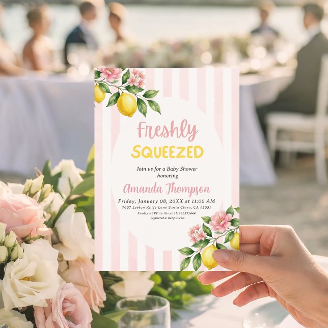 Convites Chuva de Bebê Limão Mínimo Modernamente Espremido  (Criador carregado)