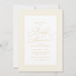 Convites Chuva de bebê listra amarelo seersucker elegante