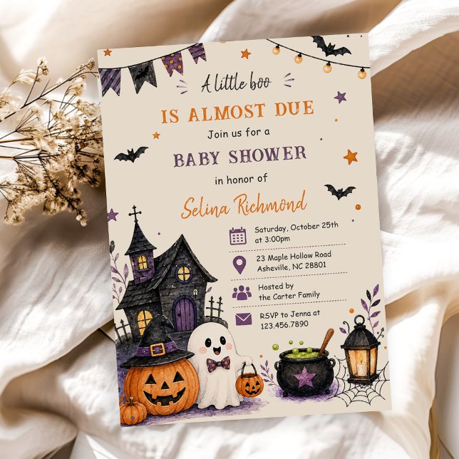 Convites Chuva de Bebê Little Boo Abóbora de Halloween (Criador carregado)