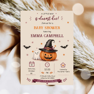 Convites Chuva de Bebê Little Boo Abóbora de Halloween