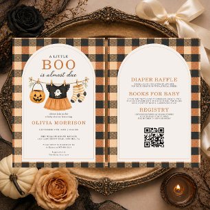 Convites Chuva de Bebê Little Boo Menina Halloween em Um Só