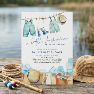 Convites Chuva de Bebê Little Fisherman Clothesline