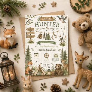 Convites Chuva de Bebê Little Hunter Floresta Menino Imprim