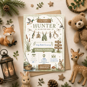 Convites Chuva de Bebê Little Hunter Floresta Menino Imprim