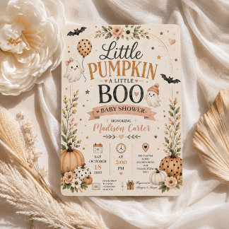 Convites Chuva de Bebê Little Pumpkin Little Boo Halloween