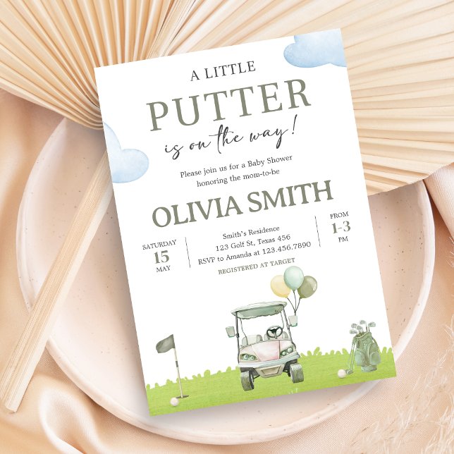 Convites Chuva de Bebê Little Putter Golf (Golf Little Putter Baby Shower Invitation)