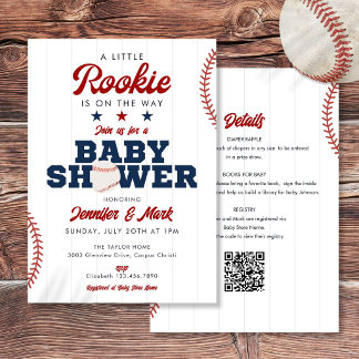 Convites Chuva de Bebê Little Rookie Baseball Tudo Em Um