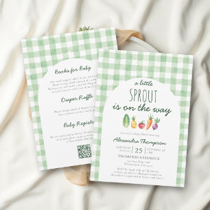 Convites Chuva de Bebê Little Sprout Watercolor All in One