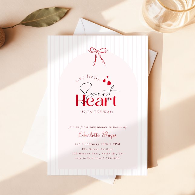 Convites Chuva de Bebê Little Sweetheart Bow Heart (Criador carregado)