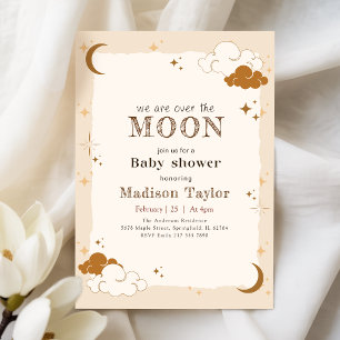 Convites Chuva de Bebê Lua Crescente Mística Elegante