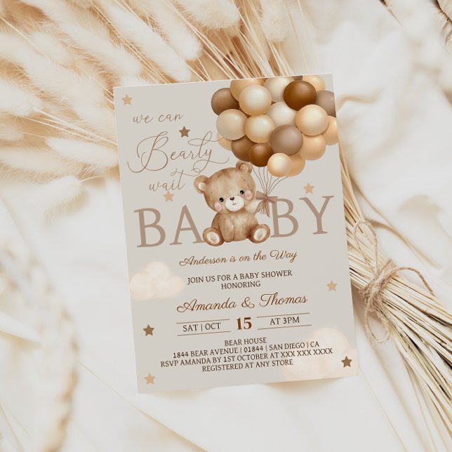 Convites Chuva de Bebê Marrom Barely Wait  (Criador carregado)