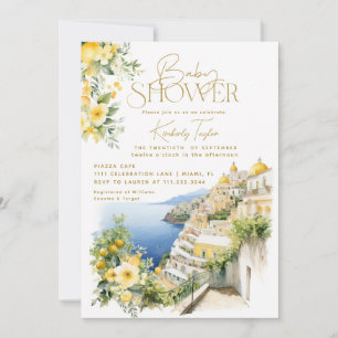 Convites Chuva de Bebê Mediterrâneo Itália Positano Italian