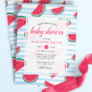 Convites Chuva de Bebê Melancia Rosa Verde Verão Fruta