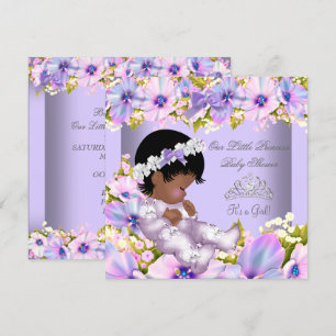 Convites Chuva de Bebê Menina Afro-Americana Princesa Roxa