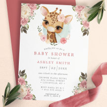 Chuva de Bebê Menina Aquarela Girafa Floral Fofa