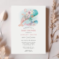 Chuva de Bebê Menina Baleias Aquarela Floral