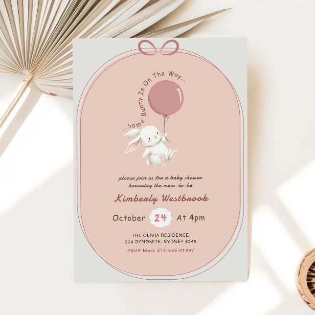 Convites Chuva de Bebê Menina Bunny Rosa (Criador carregado)