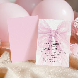 Convites Chuva de Bebê Menina com Laço Macio Rosa