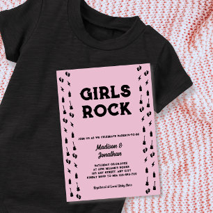 Convites Chuva de Bebê Menina de Guitarra Rock N Roll