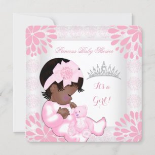 Convites Chuva de Bebê Menina Doce Bebê Pêssego Rosa Urso B