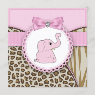 Convites Chuva de Bebê Menina Elefante Rosa
