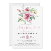 Chuva de Bebê Menina Floral Aquarela Rosa