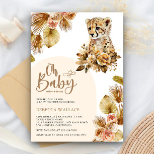 Convites Chuva de Bebê Menina Floral Boho Rústica Chita
