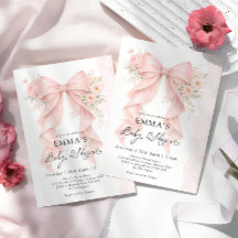 Chuva de Bebê Menina Floral com Laço Rosa Elegante