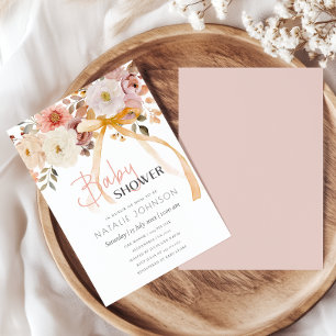 Convites Chuva de Bebê Menina Floral Suave Outono Primavera