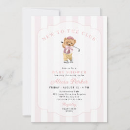 Convites Chuva de bebê menina golf nova no clube rosa