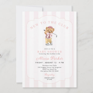 Convites Chuva de bebê menina golf nova no clube rosa