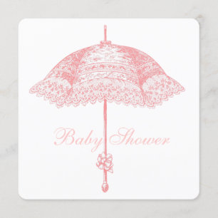 Convites Chuva de Bebê Menina Guarda-Chuva Rosa