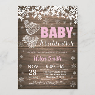 Convites Chuva de Bebê Menina Inverno Fora Frio