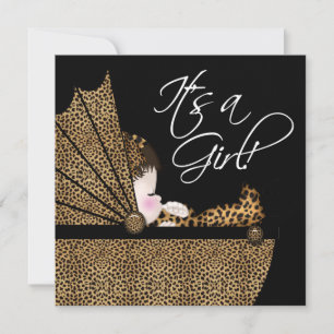 Convites Chuva de Bebê Menina Leopardo