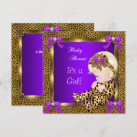 Chuva de Bebê Menina Leopardo Roxo Dourado 3