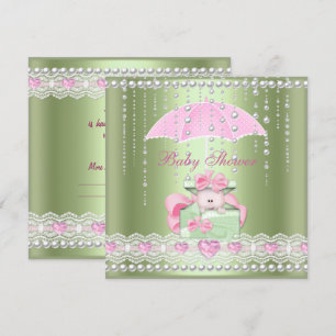 Convites Chuva de Bebê Menina Menino Bebê Rosa Hortelã Guar