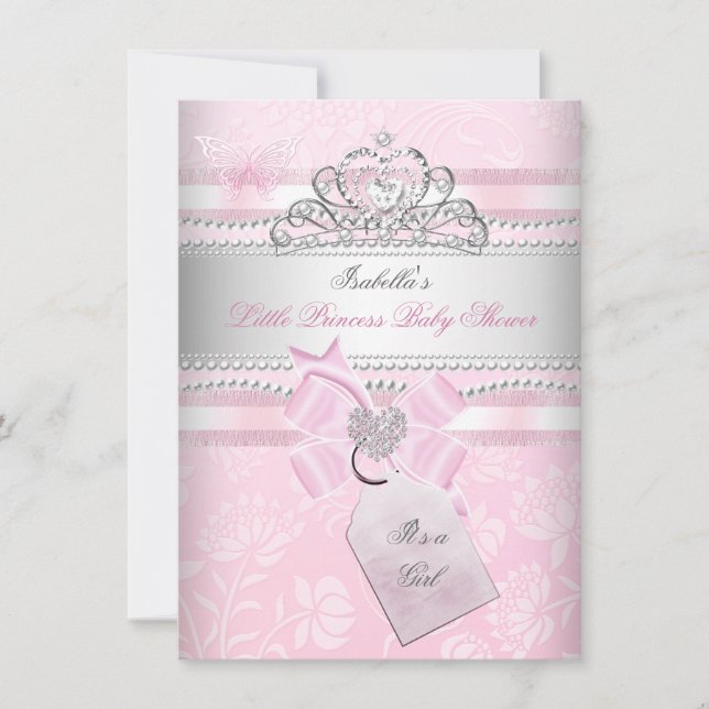 Convites Chuva de Bebê Menina Princesa Borboleta Coração (Frente)