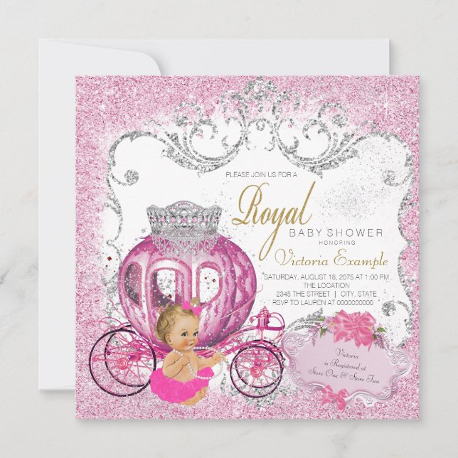Convites Chuva de Bebê Menina Princesa Fofa Fada (Frente)