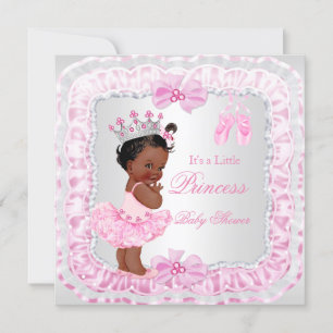 Convites Chuva de Bebê Menina Princesa Rosa Bailarina Étnic