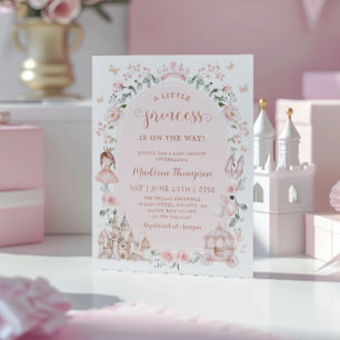 Convites Chuva de Bebê Menina Princesa Rosa Cor de Rosa