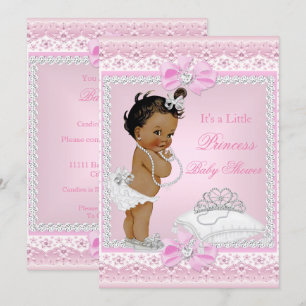 Convites Chuva de Bebê Menina Princesa Tiara Rosa Coração É