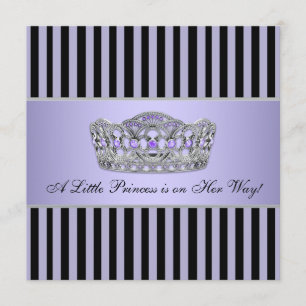 Convites Chuva de Bebê Menina Princesa Tiara Roxo Preto