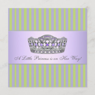 Convites Chuva de Bebê Menina Princesa Tiara Verde Roxo
