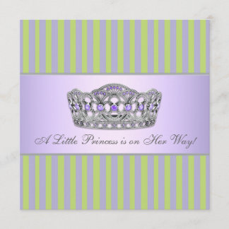 Convites Chuva de Bebê Menina Princesa Tiara Verde Roxo
