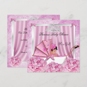 Convites Chuva de Bebê Menina Princesinha Afro-Americana
