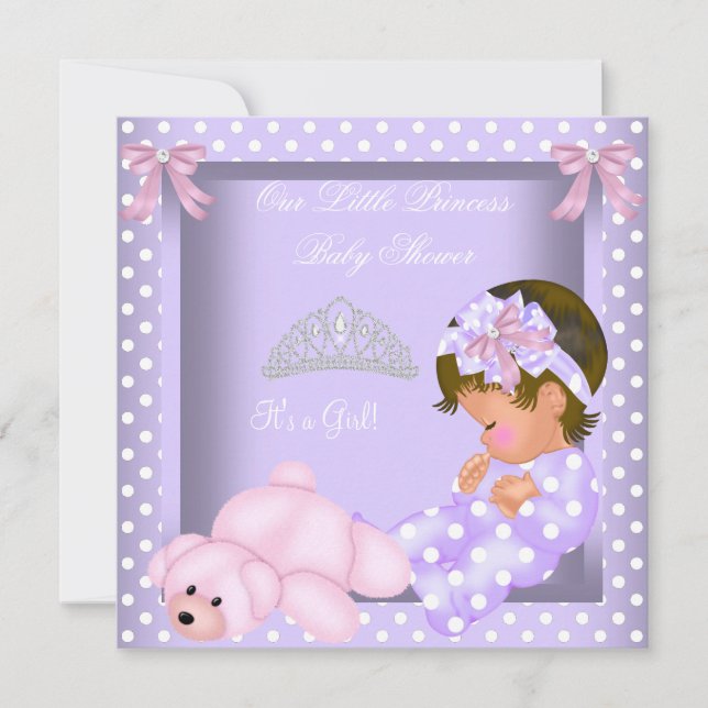 Convites Chuva de Bebê Menina Princesinha Lavanda Rosa (Frente)
