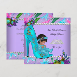 Convites Chuva de Bebê Menina Rosa Azul Teal Roxo Sapato
