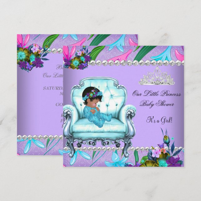 Convites Chuva de Bebê Menina Rosa Azul Turquesa Roxo Cadei (Frente/Verso)
