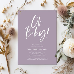 Convites Chuva de Bebê Menina Rosa Caligrafia Simples